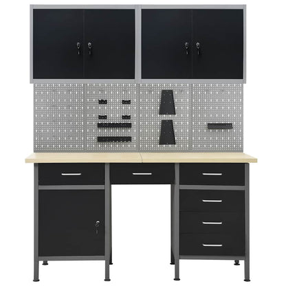 vidaXL Workbench with Four Wall Panels and Two Cabinets 2