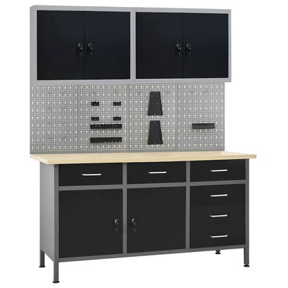 vidaXL Workbench with Four Wall Panels and Two Cabinets 1