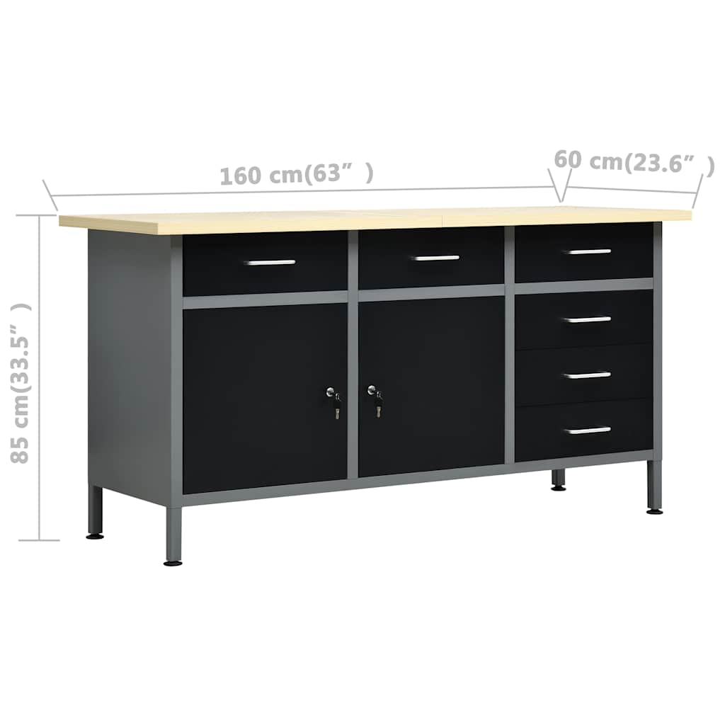 vidaXL Workbench with Four Wall Panels and Two Cabinets 6