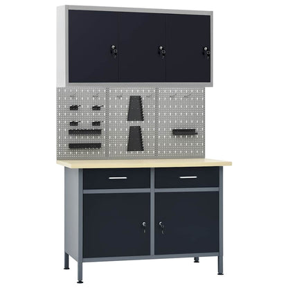 vidaXL Workbench with Three Wall Panels and One Cabinet 1