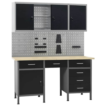 vidaXL Workbench with Four Wall Panels and Two Cabinets 1
