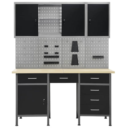 vidaXL Workbench with Four Wall Panels and Two Cabinets 2