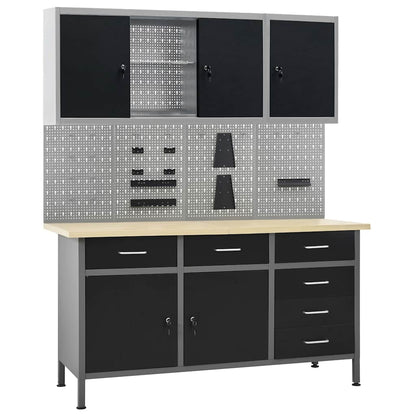 vidaXL Workbench with Four Wall Panels and Two Cabinets 1
