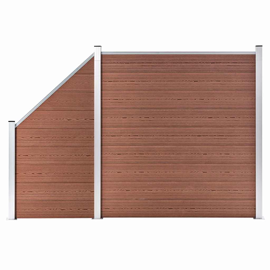 vidaXL WPC Fence Set 1 Square + 1 Slanted 273x186 cm Brown 1