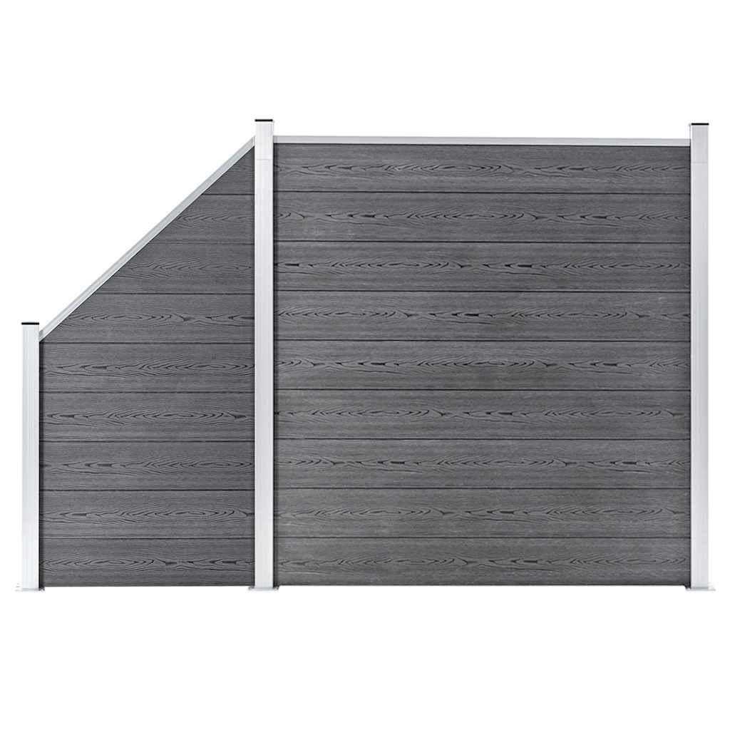 vidaXL WPC Fence Set 1 Square + 1 Slanted 273x186 cm Grey 1