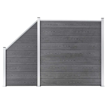 vidaXL WPC Fence Set 1 Square + 1 Slanted 273x186 cm Grey 1