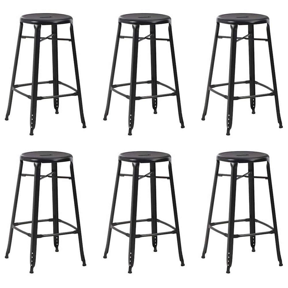 vidaXL Bar Stools 6 pcs Black Steel