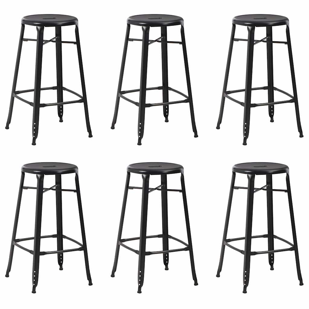 vidaXL Bar Stools 6 pcs Black Steel 1
