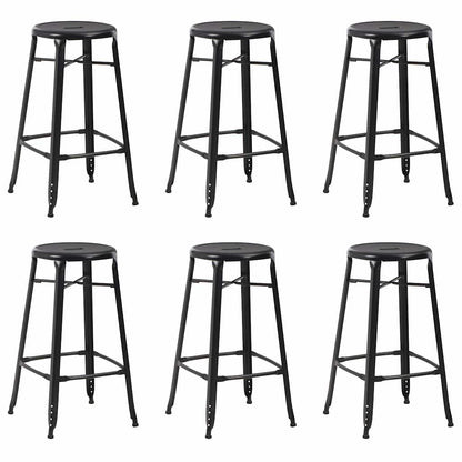 vidaXL Bar Stools 6 pcs Black Steel 1