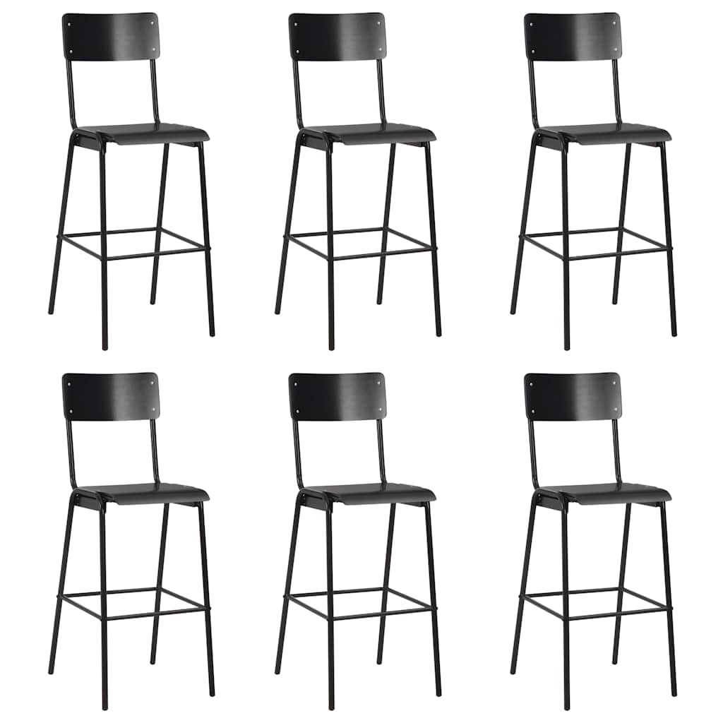 Bar Stools Solid Plywood Steel Black 6