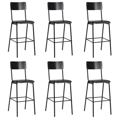 Bar Stools Solid Plywood Steel Black 6