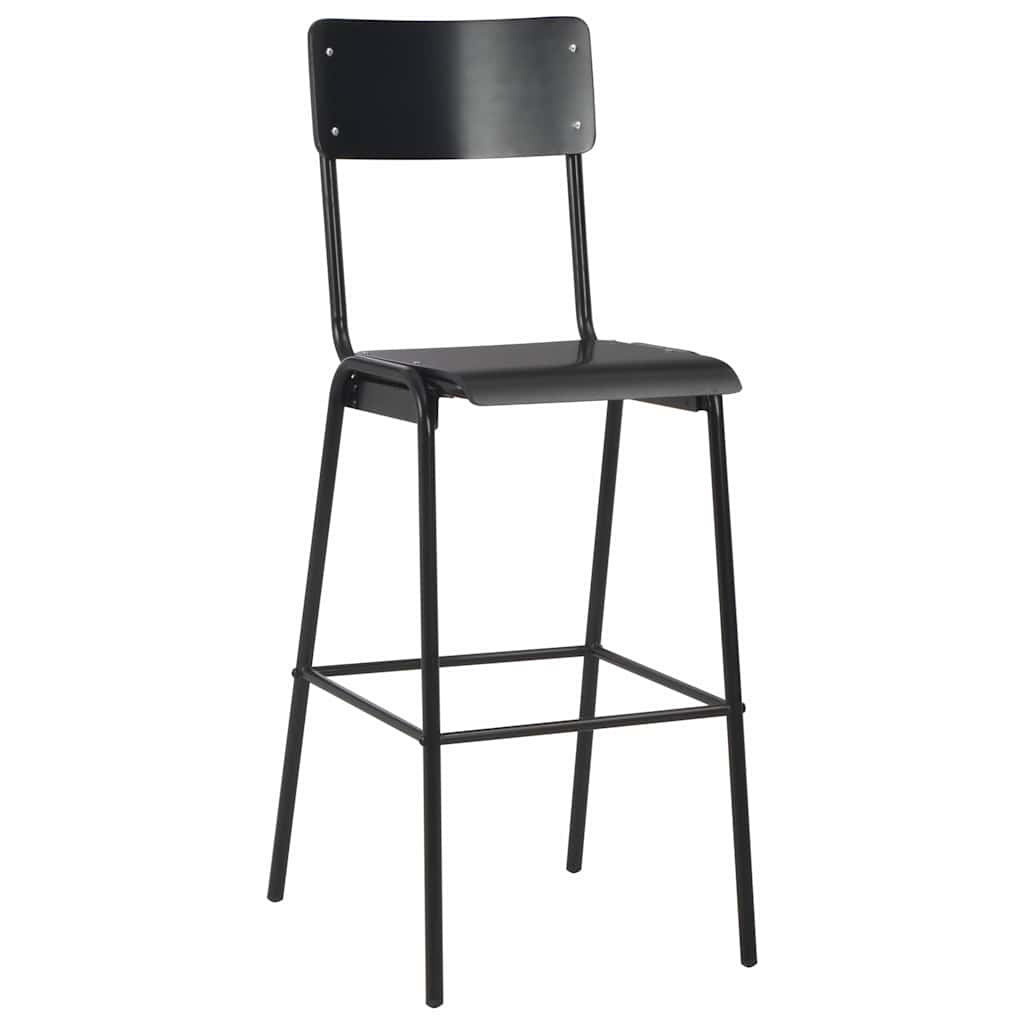 vidaXL Bar Stools 6 pcs Black Solid Plywood Steel 2
