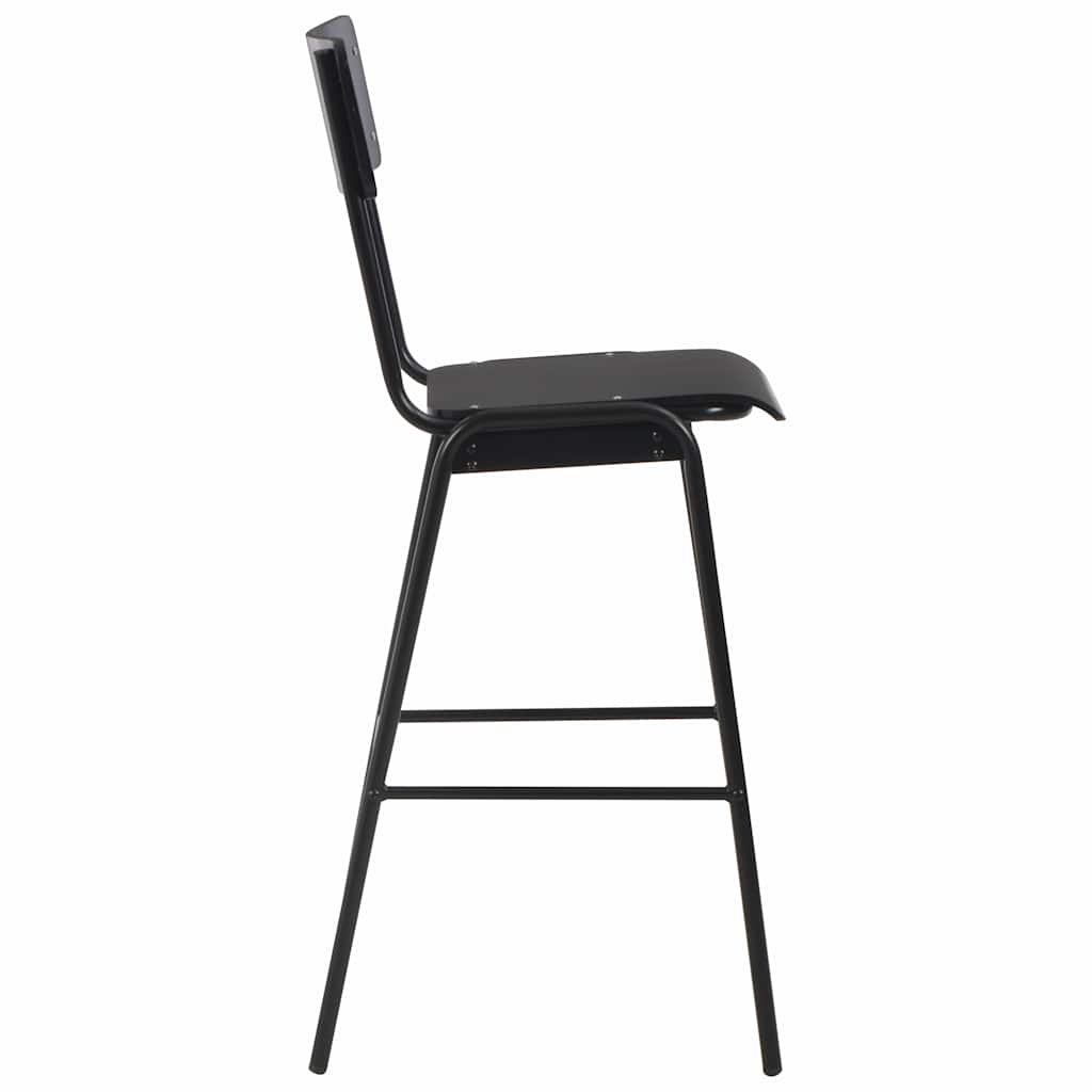 vidaXL Bar Stools 6 pcs Black Solid Plywood Steel 5