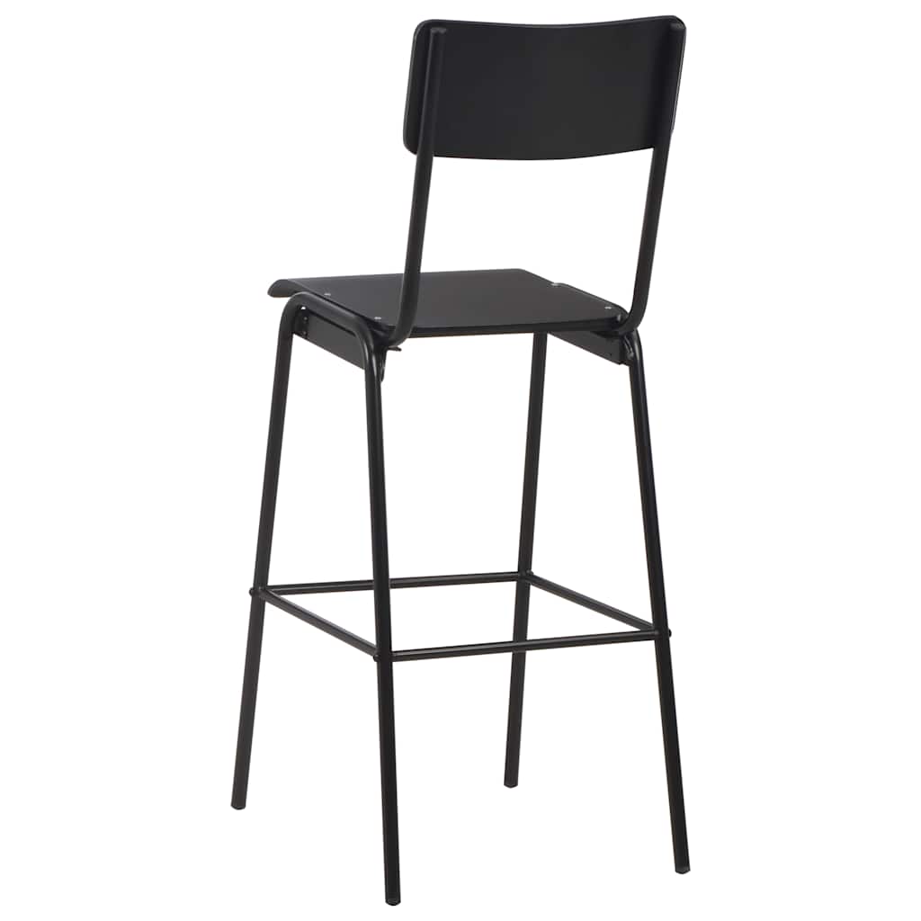 vidaXL Bar Stools 6 pcs Black Solid Plywood Steel 4