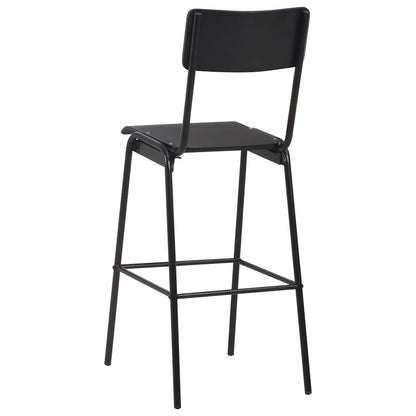 vidaXL Bar Stools 6 pcs Black Solid Plywood Steel 4