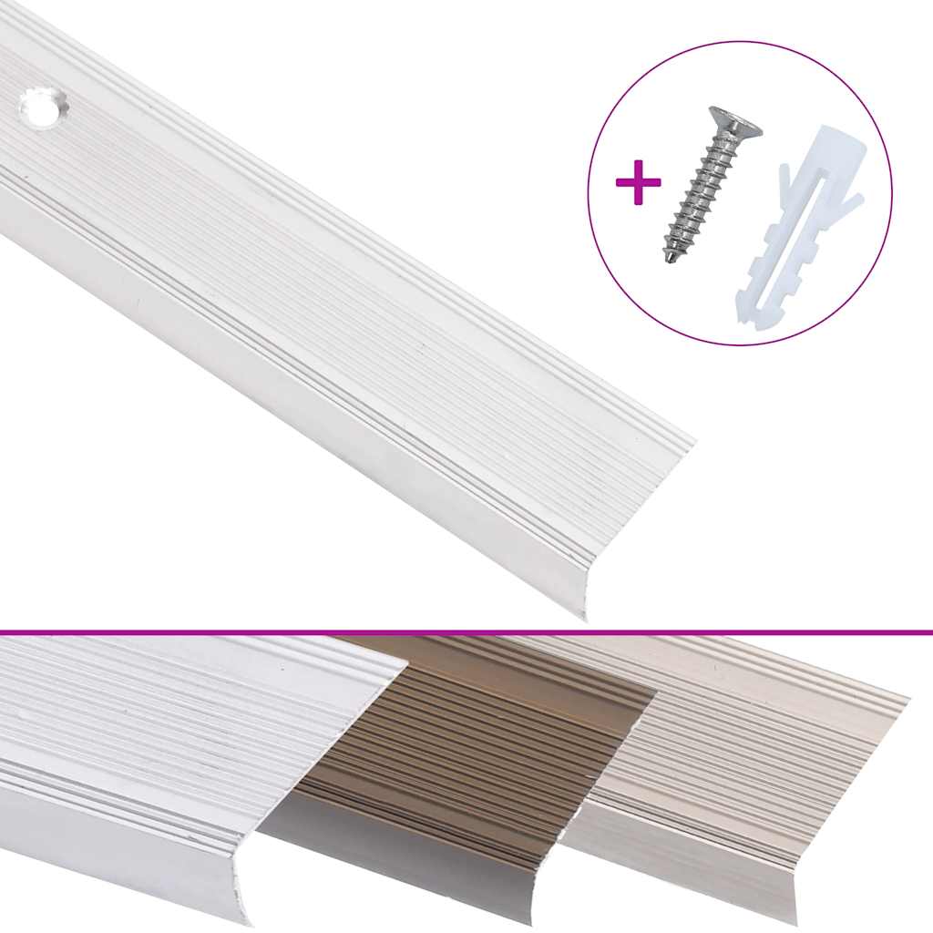 Stair Nosings in L-shape 5 pcs Aluminium 90 cm Silver 100 cm (15 pcs)