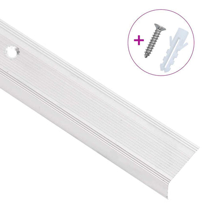 Stair Nosings in L-shape 5 pcs Aluminium 90 cm Silver 100 cm (15 pcs)
