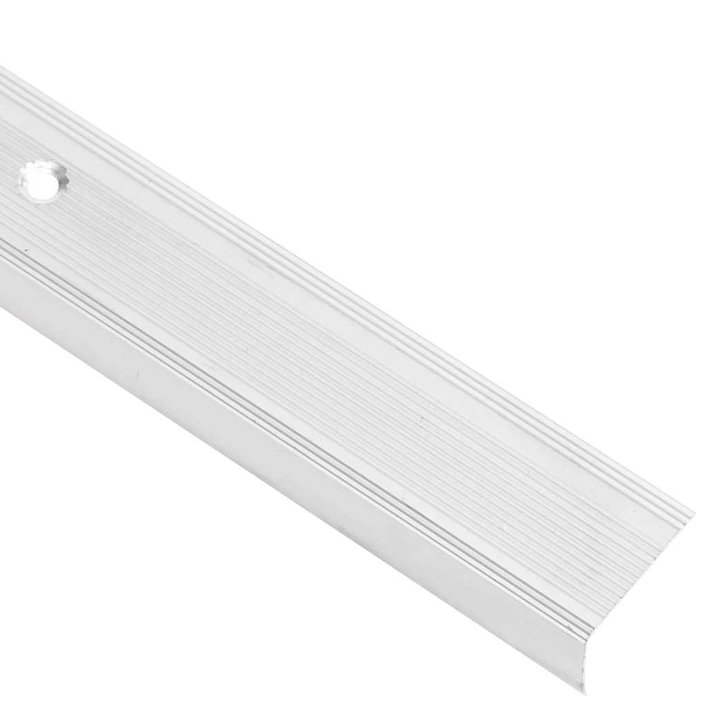 Stair Nosings in L-shape 5 pcs Aluminium 90 cm Silver 100 cm (15 pcs)