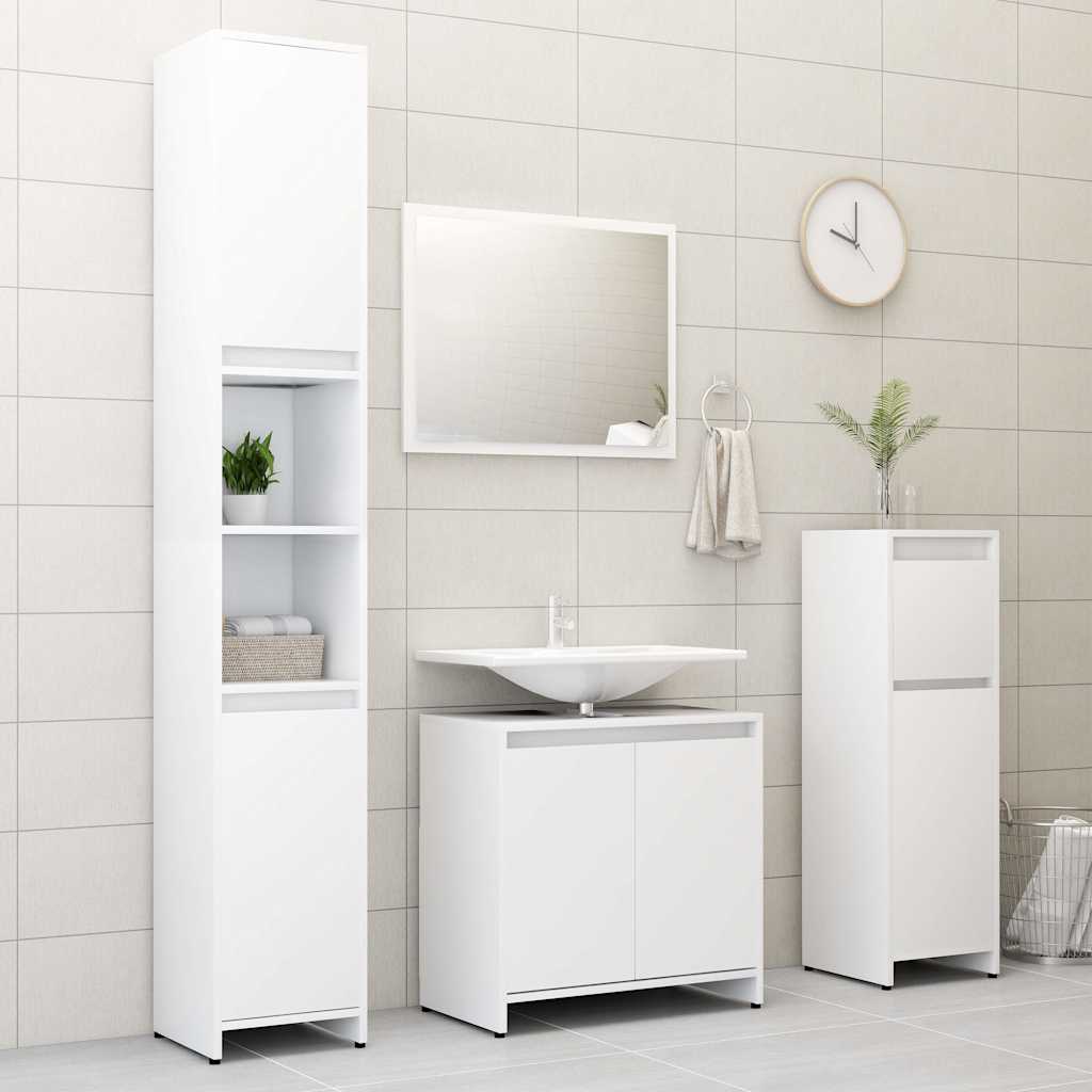 2 Piece Bathroom Furniture Set Engineered Wood White