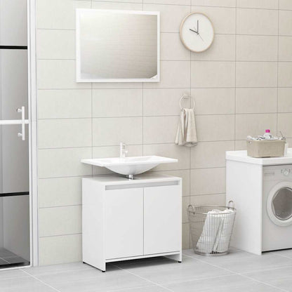 2 Piece Bathroom Furniture Set Engineered Wood High gloss white