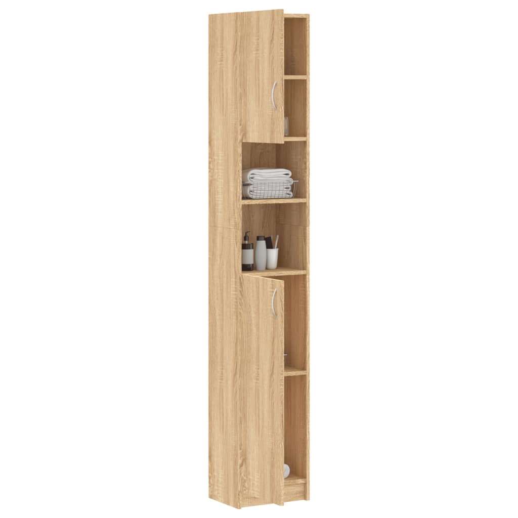 vidaXL Bathroom Cabinet Sonoma Oak 32x25.5x190 cm Engineered Wood