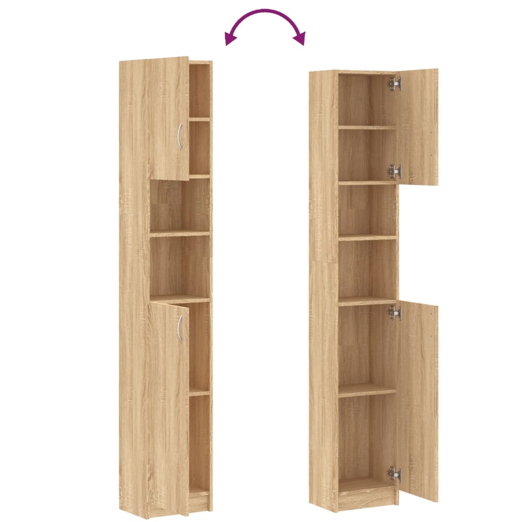 vidaXL Bathroom Cabinet Sonoma Oak 32x25.5x190 cm Engineered Wood