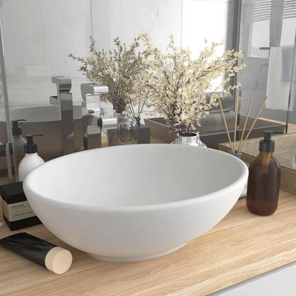 Luxury Ceramic Basin Oval-shaped Sink 40 x 33 cm Matte white