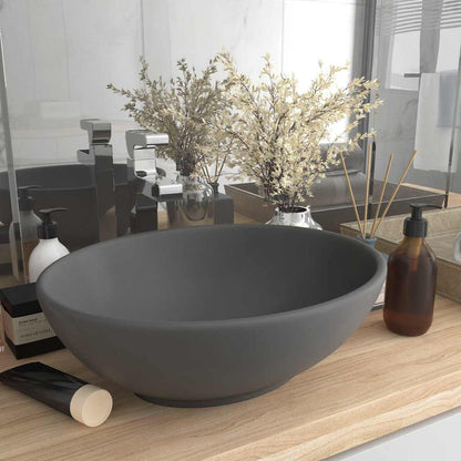 Luxury Ceramic Basin Oval-shaped Sink 40 x 33 cm Matte dark grey