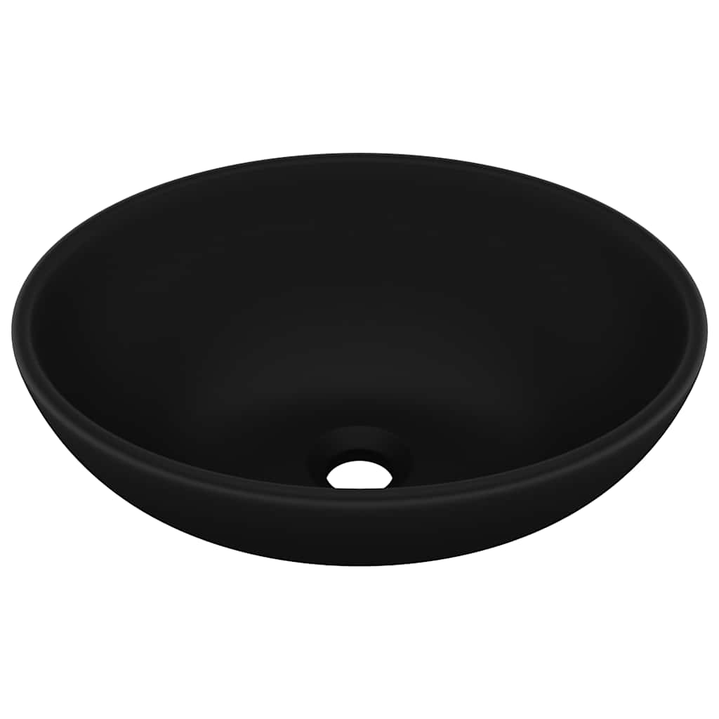 Luxury Ceramic Basin Oval-shaped Sink 40 x 33 cm Matte black