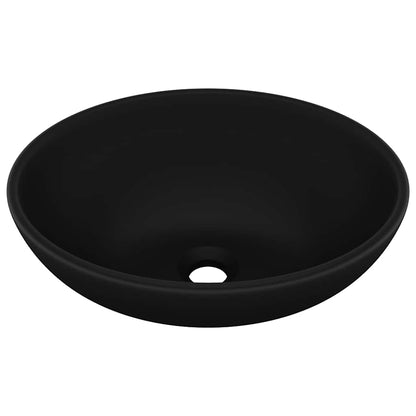 Luxury Ceramic Basin Oval-shaped Sink 40 x 33 cm Matte black