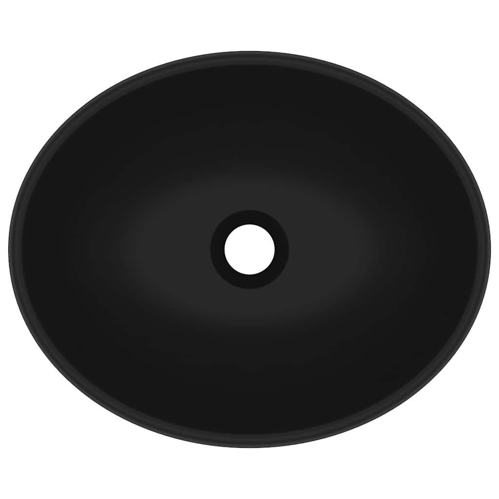 Luxury Ceramic Basin Oval-shaped Sink 40 x 33 cm Matte black