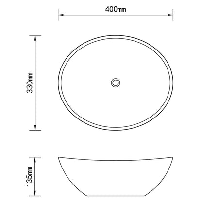 Luxury Ceramic Basin Oval-shaped Sink 40 x 33 cm Matte black