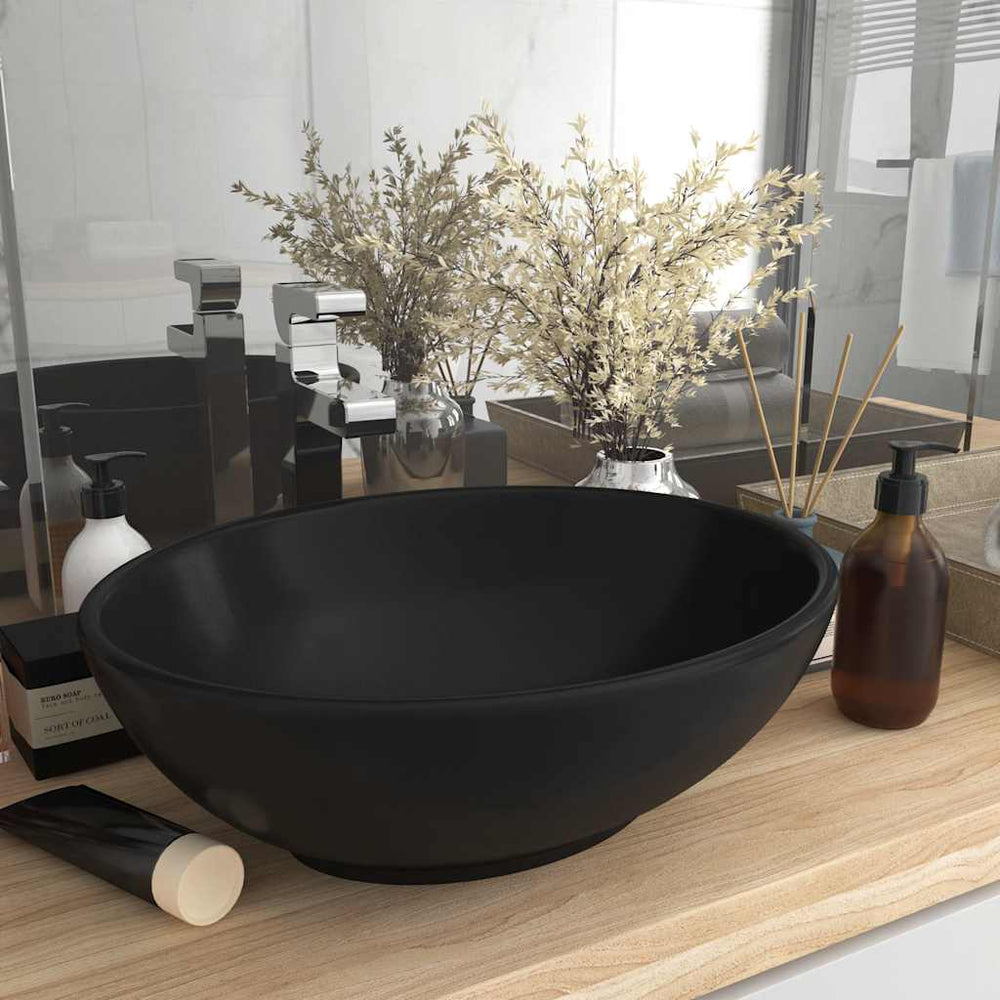 vidaXL Luxury Ceramic Basin Oval-shaped Sink 40 x 33 cm
