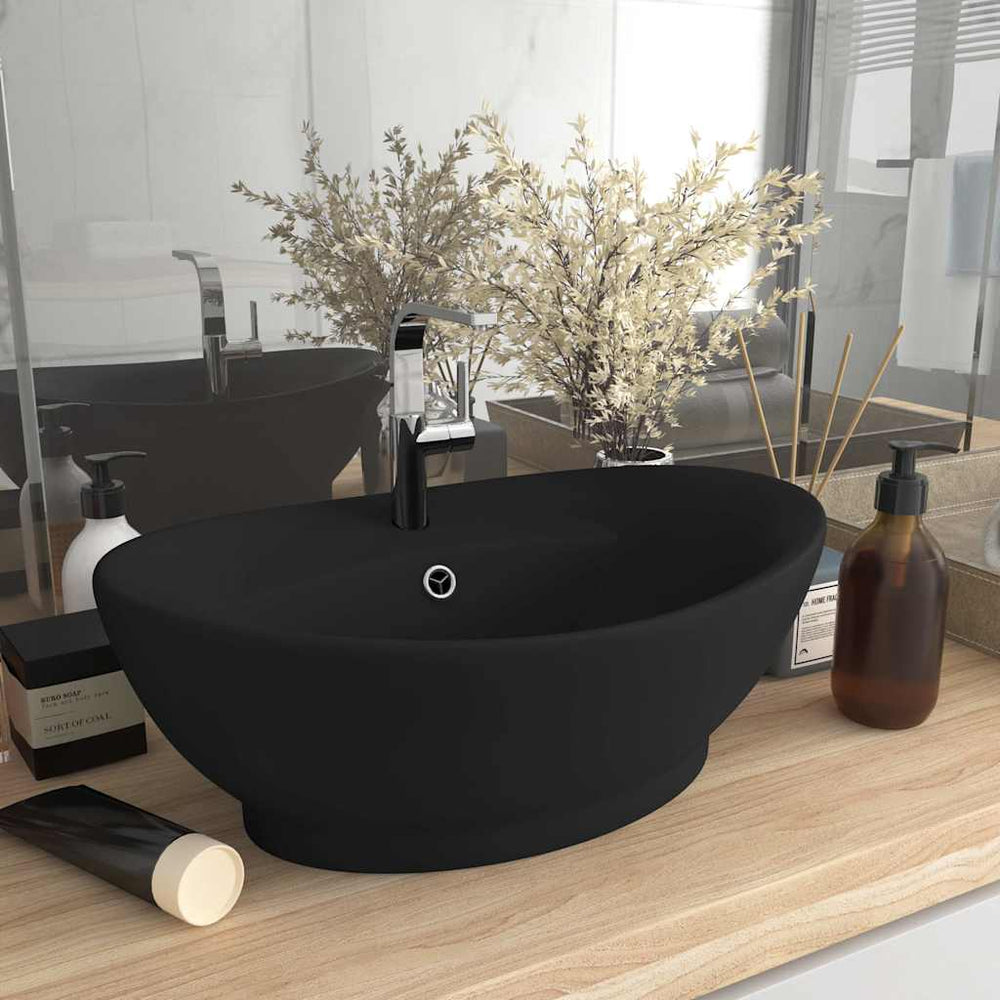 vidaXL Luxury Ceramic Basin Oval with Overflow