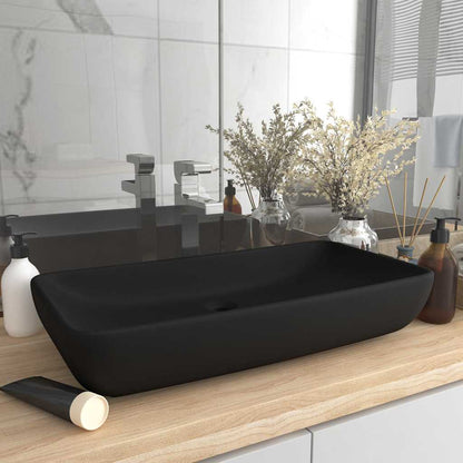 Ceramic Bathroom Sink Basin Rectangular Matte black
