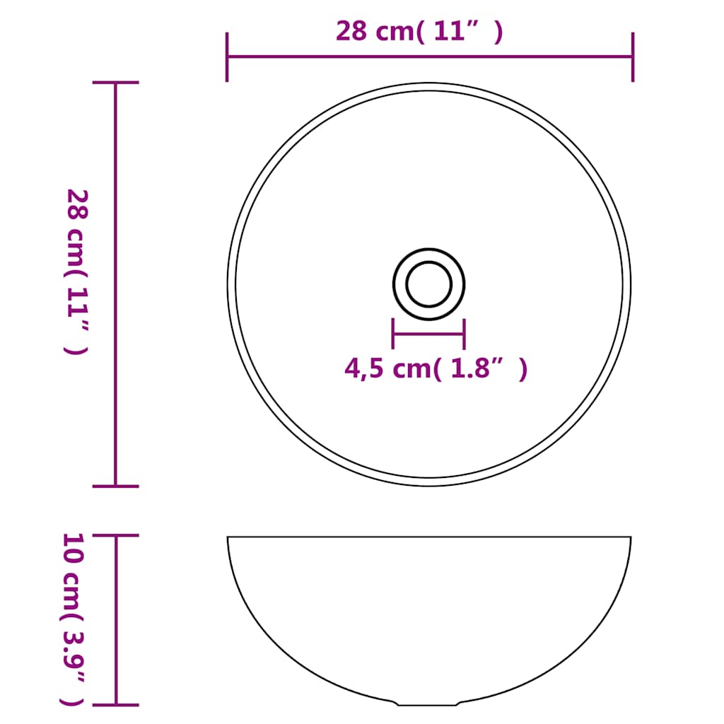Bathroom Sink Ceramic Round Matte white