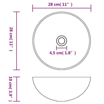 Bathroom Sink Ceramic Round Matte white