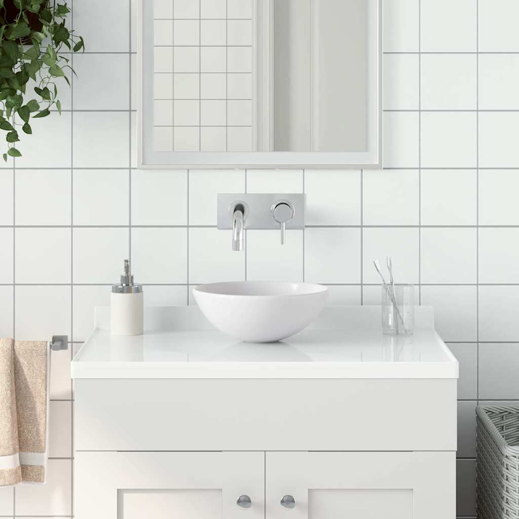 Bathroom Sink Ceramic Round Matte white
