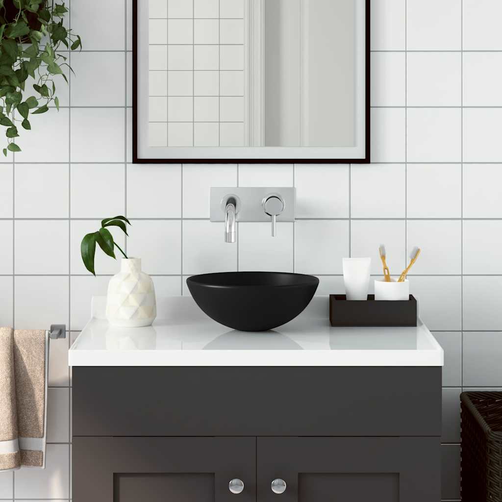 Bathroom Sink Ceramic Round Matte black