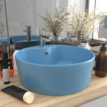 Luxury Wash Basin with Overflow Matt Pink 36x13 cm Ceramic Matte light blue