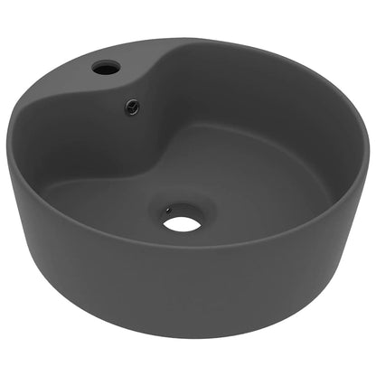 Luxury Wash Basin with Overflow Matt Pink 36x13 cm Ceramic Matte dark grey