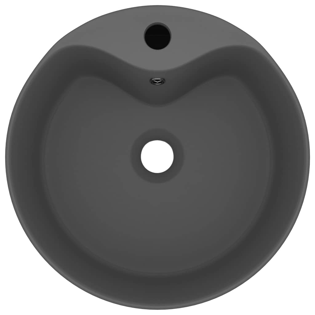 Luxury Wash Basin with Overflow Matt Pink 36x13 cm Ceramic Matte dark grey