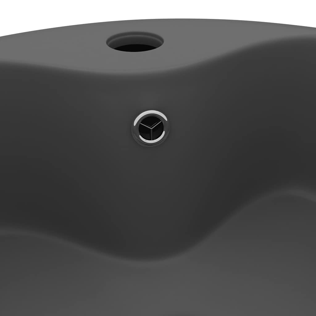 Luxury Wash Basin with Overflow Matt Pink 36x13 cm Ceramic Matte dark grey