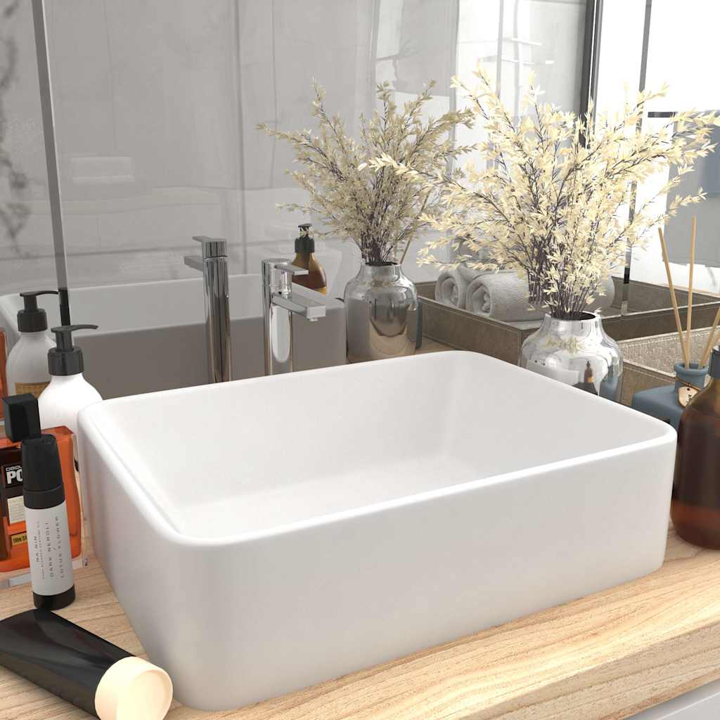 Luxury Wash Basin Matt Pink 41x30x12 cm Ceramic Matte white
