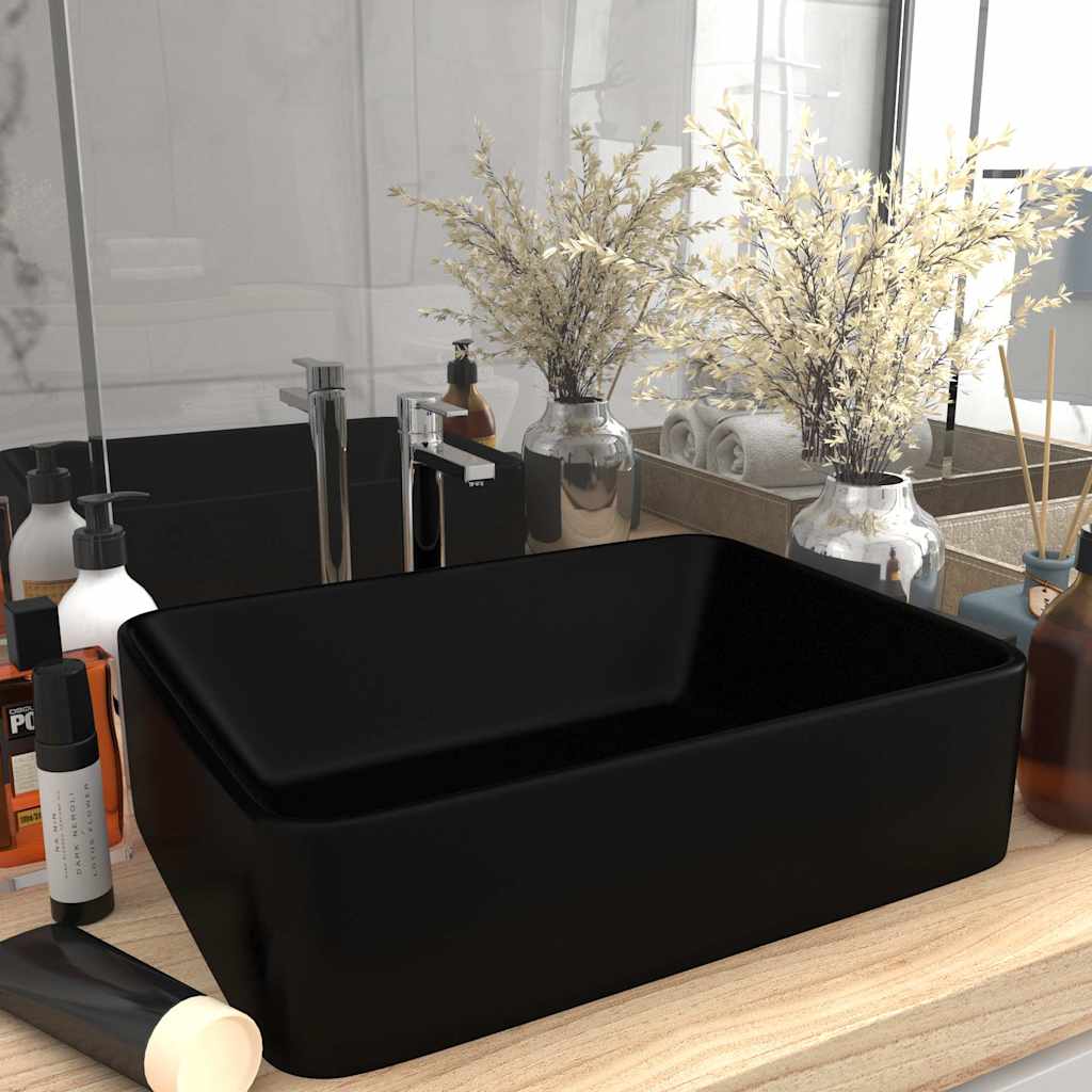 Luxury Wash Basin Matt Pink 41x30x12 cm Ceramic Matte black