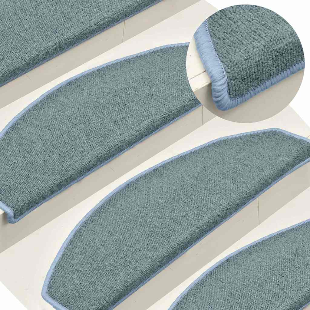 Stair Mats 65x24x4 cm Half Round Large 15 pcs Sea blue