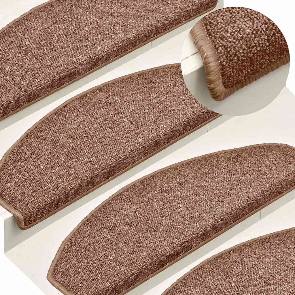 Stair Mats 65x24x4 cm Half Round Large 15 pcs Brown