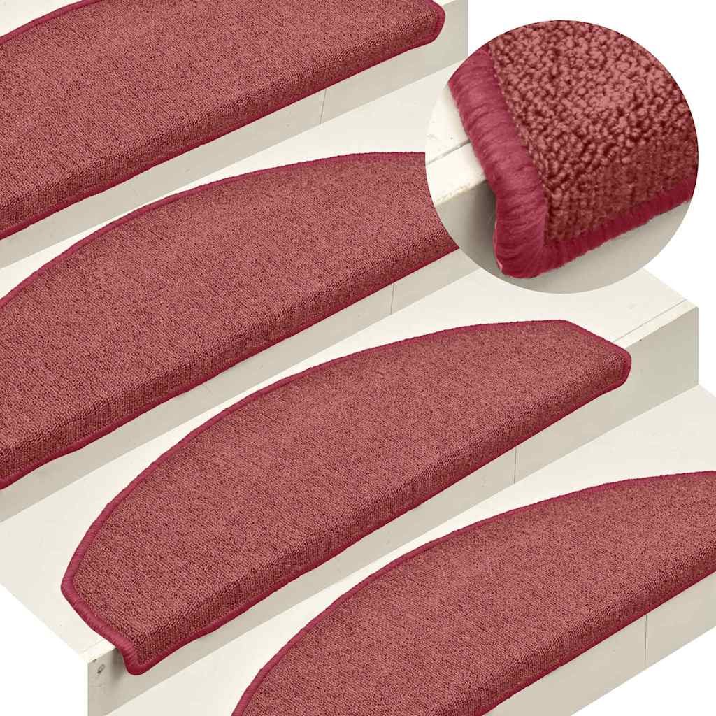 Stair Mats 65x24x4 cm Half Round Large 15 pcs Bordeaux red