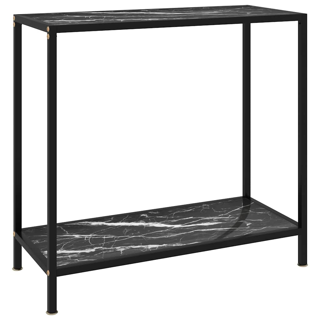 Console Table Tempered Glass with Feet Black and white 80 x 35 x 75 cm