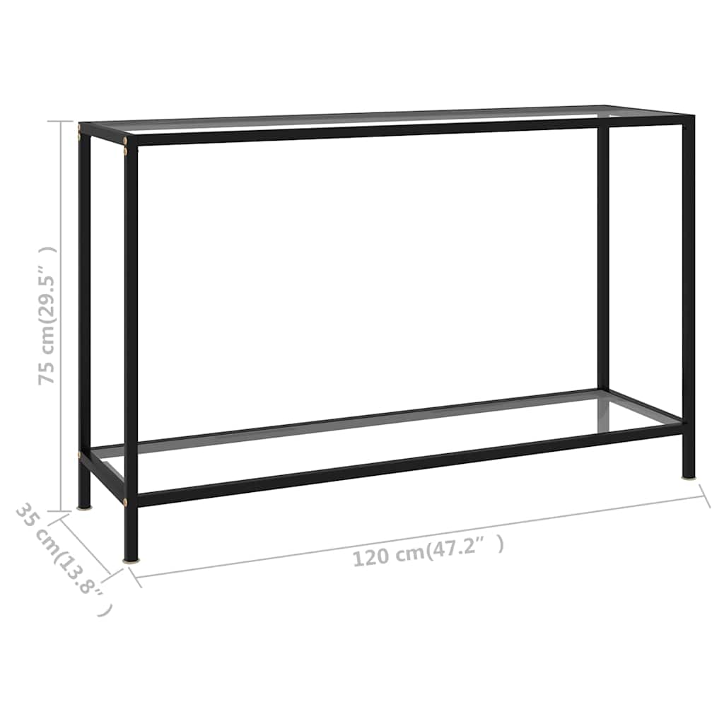 Console Table Tempered Glass with Feet Transparent 120 x 35 x 75 cm